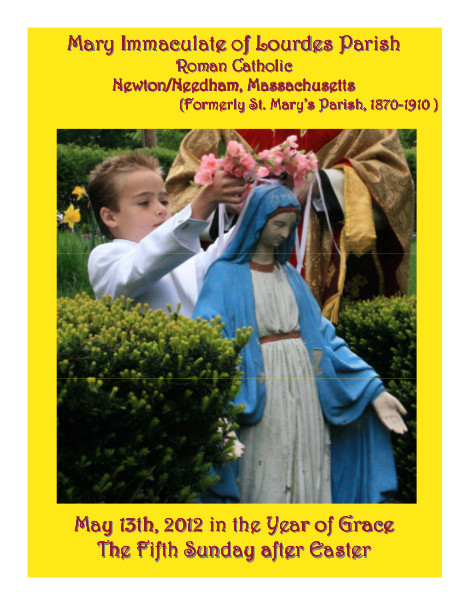 Mary Immaculate of Lourdes Bulletin for the week of May 13, 2012