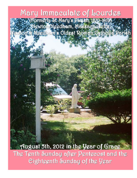 Mary Immaculate of Lourdes Bulletin for the week of August 5, 2012